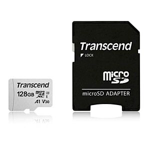 SDXC TRANSCEND MICRO 128GB 300S, 95/45MB/s, C10, UHS-I Speed Class 3 (U3), adapter