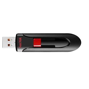 USB DISK SANDISK 64GB CRUZER GLIDE, 2.0, črno-rdeč, drsni priključek
