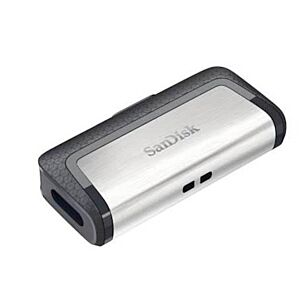 USB C & USB DISK SANDISK 64GB ULTRA DUAL, 3.1/3.0, srebrno-črn, drsni priključek