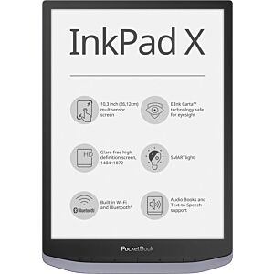 Elektronski bralnik PocketBook InkPad X, metalik siv
