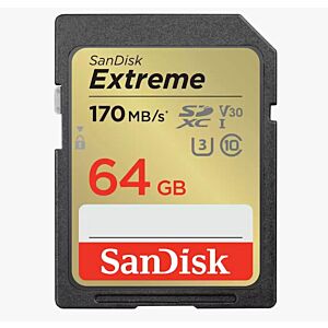 SDXC SANDISK 64GB EXTREME, 170/80 MB/s, UHS-1, C10, U3, V30