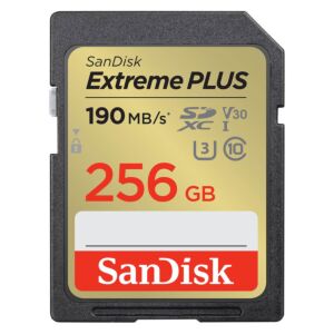 SDXC SANDISK 256GB EXTREME PLUS, 190/130MB/s, UHS-I, C10, U3, V30