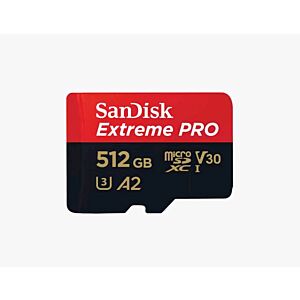SDXC SANDISK MICRO 512GB EXTREME PRO, 200/140MB/s, A2, UHS-I, C10, V30, U3, adapter