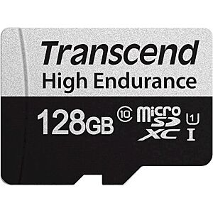 SDXC TRANSCEND micro 128GB 350V, Endurance, 95/45 MB/s, C10, U1, adapter
