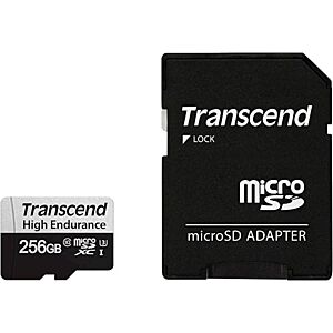 SDXC TRANSCEND 256GB USD350V, ENDURANCE, 100/45 MB/s, C10, U3, adapter