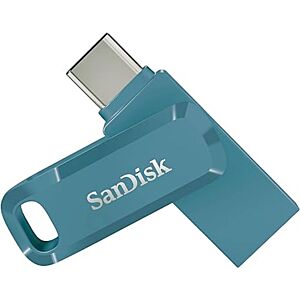 USB C & USB disk SanDisk 64GB Ultra Dual GO, 3.1, 150 MB/s, modra