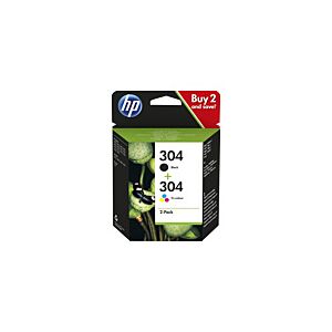 HP 304 2-Pack Black/Tri-color Ink Crt.