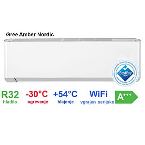 Gree klima GWH09YD-S6DBA2A Amber Nordic 25, Premium inverter A+++ z montažo