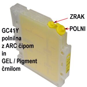 FENIX GC41Y ARC-Polnilna s Yellow črnilom nadomešča gel kartušo Ricoh 405764 GC41Y za Ricoh Aficio SG2010, SG2100, SG3100, SG3110, SG7100 - kapaciteta 2.200 strani