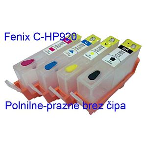 Komplet polnilnih kartuš Fenix C-HP920 Bk+C+M+Y brez črnila in brez čipa