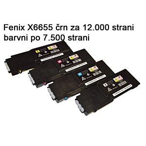 Komplet Fenix X6655 B+C+M+Y tonerjev za tiskalnk Xerox Work Centre 6655, 6655i, črn za 12.000 strani, barvni za po 7.500 strani