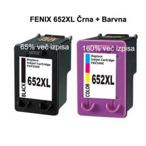 FENIX C-HP652XL Bk + Color nadomešča HP652 (F6V25EA, F6V24AE) za HP DeskJet Ink Advantage 1115, 2135, 3635, 3835, 4535, 4675, 4535, 4675 - Črna 65% več, Barvna 160% več izpisa