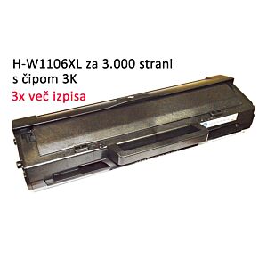 FENIX H-W1106XL Črn toner s čipom za 3.000 strani za HP Laser 107a, 107w, MFP 135a, MFP 135w, MFP 137fnw nadomešča HP 106A (W1106A), 3x več izpisa od originala