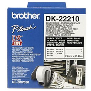 Brother DK22210 Neskončne nalepke - papir bel 29mm x 30,48m