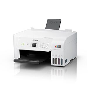 EPSON EcoTank L3266 tiska, kopira, skenira, priklop USB, WiFi, WiFi Direct, AirPrint uporablja črnilo v stekleničkah - v BELI barvi