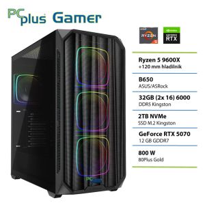 PCPLUS Gamer Ryzen 5 9600X 32GB 2TB SSD RTX 5070 12GB gaming namizni računalnik