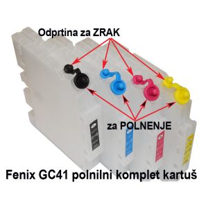Komplet 4. FENIX GC41ARC-Polninih PRAZNIH kartuš C/M/Y/Bk nadomešča gel kartuše Ricoh GC41 (BK/C/M/Y) za Ricoh Aficio SG2010, SG2100, SG3100, SG3110, SG7100 -brez črnila