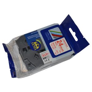Fenix TZ-252 BEL trak - RDEČ izpis ( TZe252 ), 24mm trak, dolžine 8m, laminated - obstojen v ekstremnih pogojih