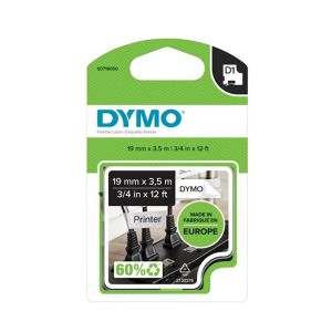 DYMO D1 trak 19 mm, črna na beli, upogljivi najlon, 16958