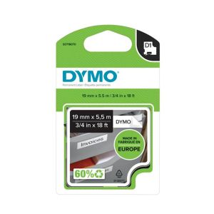 DYMO D1 trak 19 mm, črna na beli, trajni poliester, 16960