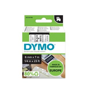 DYMO D1 trak 6 mm, črna na beli, 43613