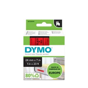 DYMO D1 trak 24 mm, črna na rdeči
