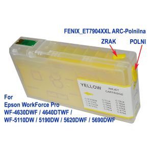 FENIX T7904XXL Yellow ARC-Polnilna z 36ml črnila za WorkForce Pro WF-4630DWF, WF-4640DTWF, WF-5110DW, WF-5190DW, WF-5620DWF, WF-5690DWF nadomešča kartušo Epson C13T79044010, 79XL