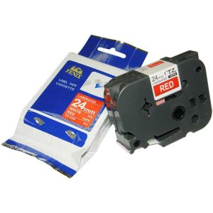 Fenix TZ-455 RDEČ trak - BEL izpis ( TZ455 ), 24mm trak, dolžine 8m, laminated - obstojen v ekstremnih pogojih