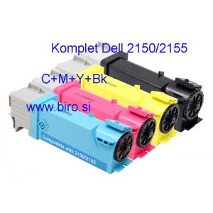 Komplet Fenix D-2150/2155 C+M+Y+ Bk tonerji XL nadomeščjo tonerje Dell 2150/2155 za Dell 2150CN, Dell 2150CDN, Dell 2155CN, Dell 2155CDN velike kapacitete 3.000 strani črna in po 2.500 strani vsaka barvna