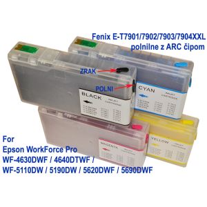 Komplet FENIX T7901-T7904XXL ARC-Polnilne C + M + Y + gratis Bk za WorkForce Pro WF-4630DWF, WF-4640DTWF, WF-5110DW, WF-5190DW, WF-5620DWF, WF-5690DWF -s črnilom XXL kapacitete
