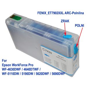 FENIX T7902XXL Cyan ARC-Polnilna z 36ml črnila za WorkForce Pro WF-4630DWF, WF-4640DTWF, WF-5110DW, WF-5190DW, WF-5620DWF, WF-5690DWF nadomešča kartušo Epson C13T79024010,79XL