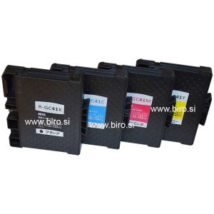 Komplet FENIX R-GC41 C/M/Y+Bk gratis (3+1gratis), nadomešča gel kartuše Ricoh GC41 (BK/C/M/Y) za Ricoh Aficio SG2010, SG2100, SG3100, SG3110, SG7100 - kapaciteta enaka originalu.