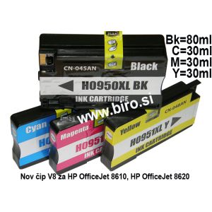 Komplet Fenix V8_951XL C+M+Y +950XL Bk za HP OfficeJet Pro 8600, 8610, 8620 kapacitete 2.300 strani črna, 1.500 strani vsaka barvna (črna 80ml, barvna vsaka po 30ml
