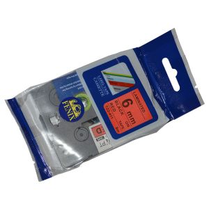 Fenix TZ-411 RDEČ trak - ČRN izpis ( TZe411 ), 6mm trak, dolžine 8m, laminated - obstojen v ekstremnih pogojih