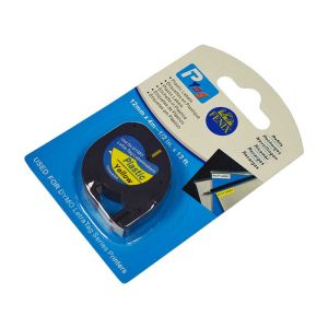 Fenix D-91202Bk/Y RUMEN trak ČRN izpis, 12 mm x 4m, plastificiran, za LetraTag tiskalnike nadomešča trak Dymo SO721620/91202