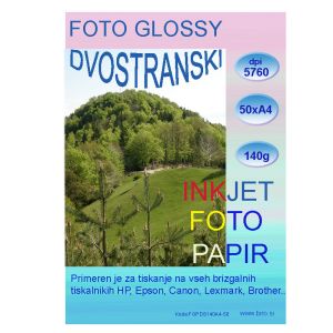 Foto Glossy 140g  A4x50 listov dvostranski InkJet papir, visoke 5760 resolucije izpisa
