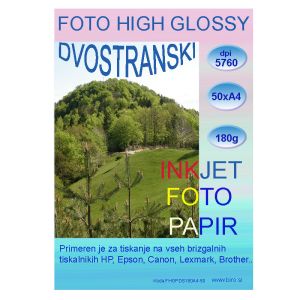 Foto Glossy dvostranski InkJet papir 180g A4x50 listov, visoke 5760 resolucije izpisa
