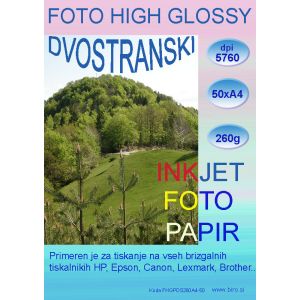 Foto Glossy dvostranski InkJet papir 260g A4x50 listov, visoke 5760 resolucije izpisa