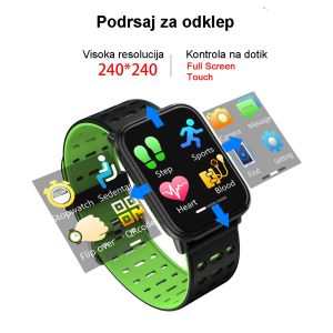 Tiko - digitalna pametna ročna ura - zapestnica s spremljanjem telesnih aktivnosti, kalorij, zdravja, opomnik klica, SMS-a, vodotesna iP67
