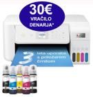 EPSON EcoTank L3286 tiska, kopira, skenira, priklop USB, WiFi, WiFi Direct, AirPrint uporablja črnilo v stekleničkah - v BELI barvi